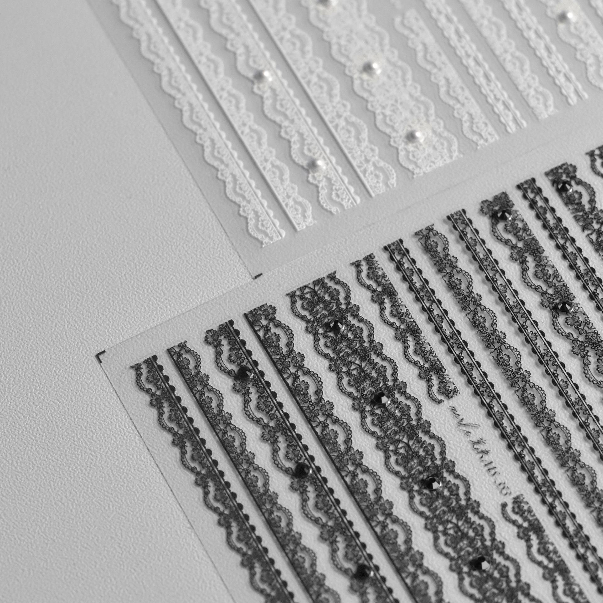 Кристально-кружевная полосатая наклейка для дизайна ногтей своими руками креативная — фото 6