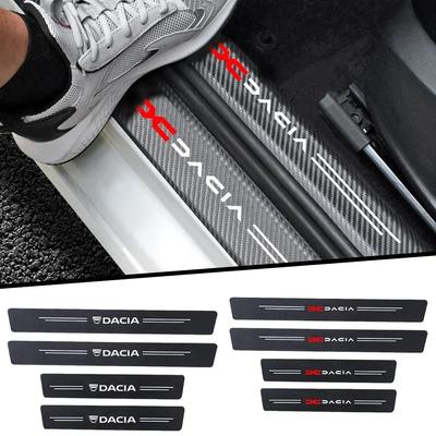 4Pcs Car Door Sill Protector Decals Carbon Fiber Stickers for Dacia Logo Duster Spring Logan Sandero Jogger Lodgy Bigster Dokker