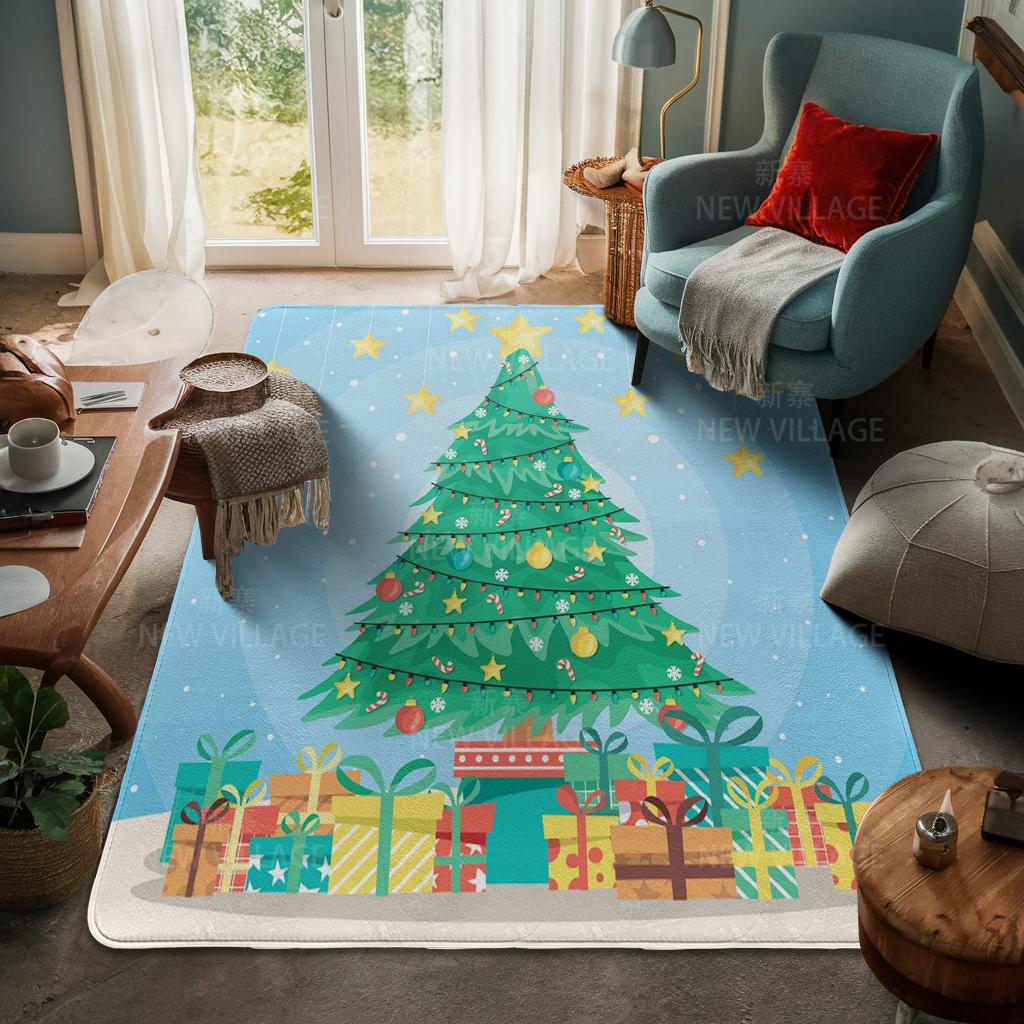House Entrance Carpet Home Door Mat Living Room Bath Foot Bathroom Non-slip Water Absorption Rugs Bath Merry Christmas Winter
