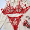 Flower Embroidery Perspective Mesh  Sexy Comfortable  Simple And Generous Lingerie Set Sexy Lingerie  Sexy Costume