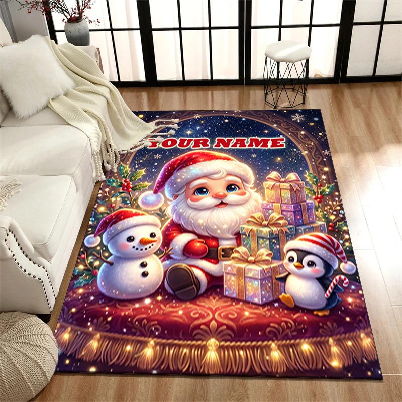1PC Custom Name Christmas Magic Night Theme Floor Mat Ideal for Living Room, Game Rooms, Office, Bedroom,Floor Mat Playful Design