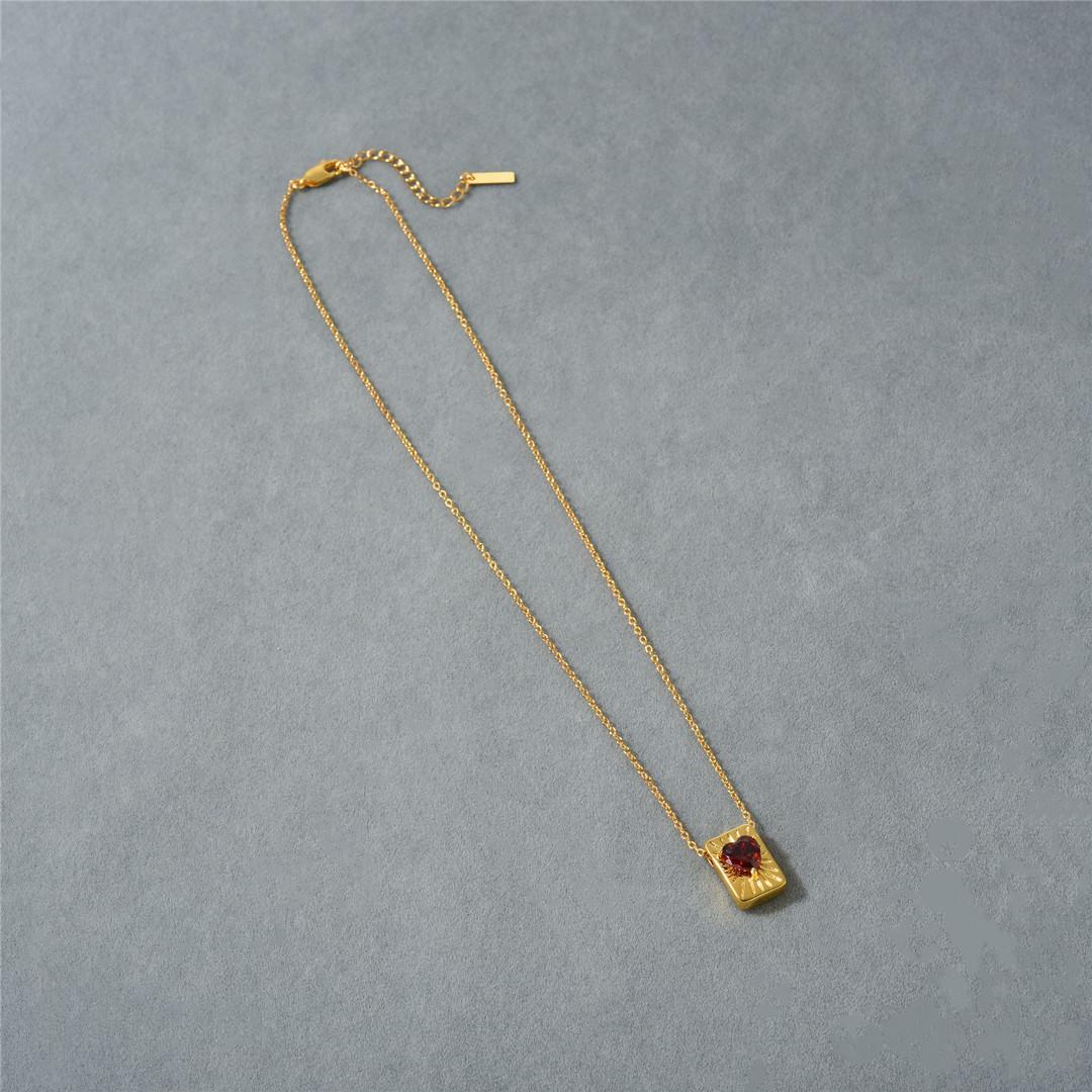 Light Luxury Love Square Pendant Necklace Niche Design Personality Fashion Simple Collarbone Woven Sweater Chain Women