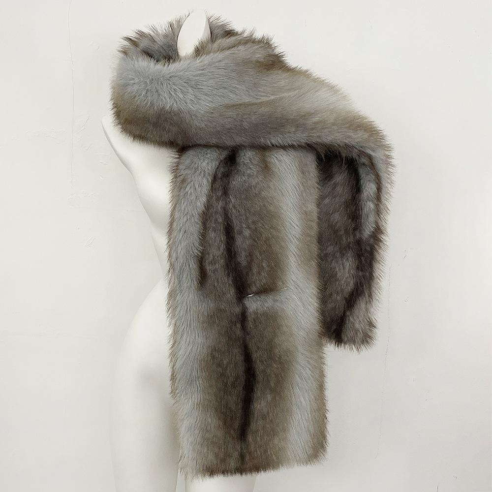 Autumn and winter new women's long scarf cape shawl dual-purpose fluffy coat imitation fox fur shawl scarf