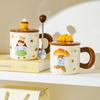 Dessert Bread Boy Girl Ceramic Mug Couple Cup Water Cup with Lid Cute Cup Underglaze Color for Girls