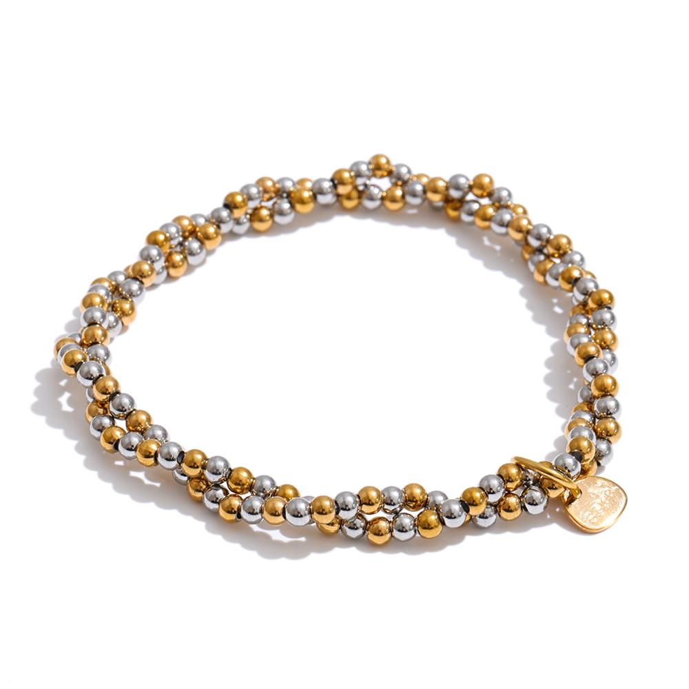 Yhpup Handmade Beads Jewelry Stainless Steel Elasticity Bracelet Bangle Ring Waterproof Fashion Summer Popular Jewelry Wholesale