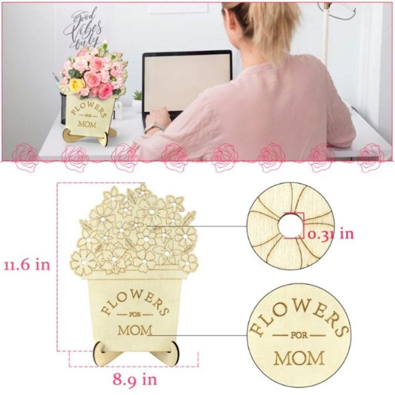 Mothers Day Flower Holder Removable Wood Table Ornament Flower Stands Party Table Decorations Gift for Mother