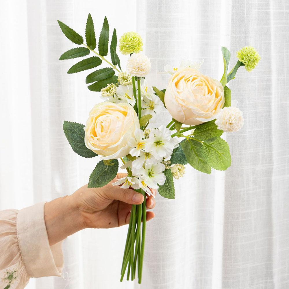 Artificial Flower Rose Bouquet For Wedding Decor Living Room Decoration, Wedding Hand Held Flower Simulation Rose Wedding Bouque