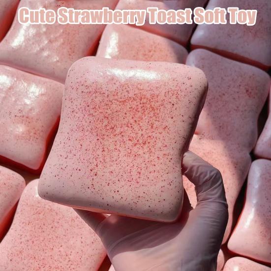 Slow Rising Squeeze Toy Realistic Bread-Like Texture Stress Relief Soft Strawberry Toast Slow Rebound Toy