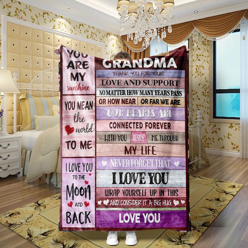 Love and Family Wishes digital-printed polyester Bedroom velvet flannel soft sofa cover blanket Fleece soft sofa cover blankets