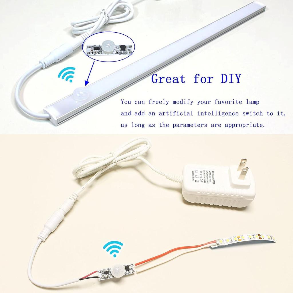 Motion Sensor Switch, DC 3.7v to 24V 4A PIR Motion Sensor for LED Lights, Mini Infrared Sensor Switch That can be Built into The Light bar or Box (3