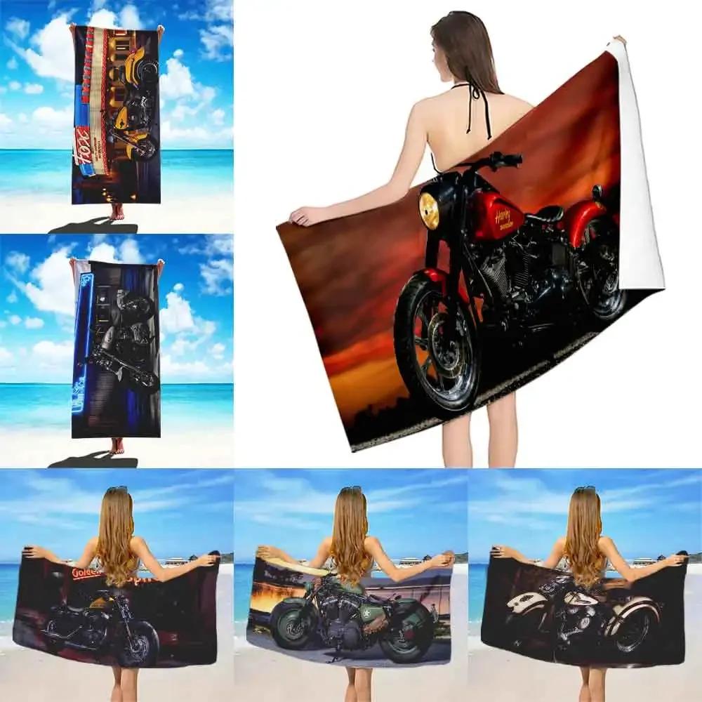Ka Chen Muxi White Sunset Motorcycle Print Bath Towel - Soft Absorbent Towel For Bike Lovers, Unique Design For Everyday Use And Travel