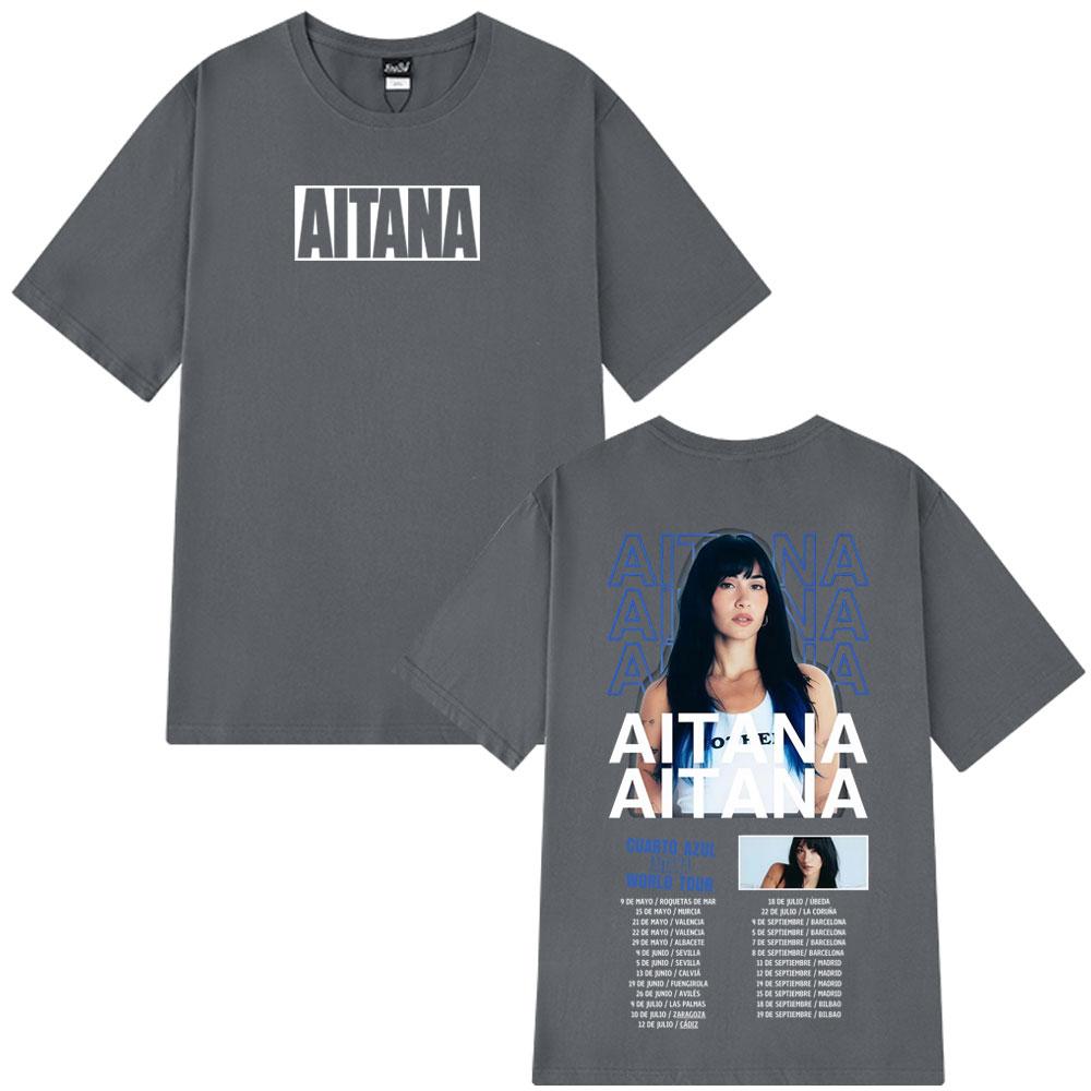 Singer Aitana Cuarto Azul Album 2026 Tour T Shirt Men Women Aesthetic Trend T-shirt Short-sleeved Loose Casual Cotton T-shirts