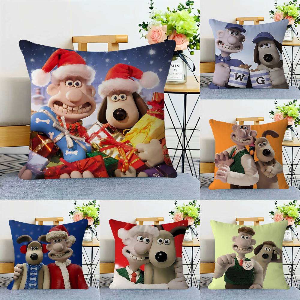 Wall-ace And G-Gromit Pillowcase Toon Gift Cushion Cover Bedroom Home Sofa Chair Seat Decor Pillow Case