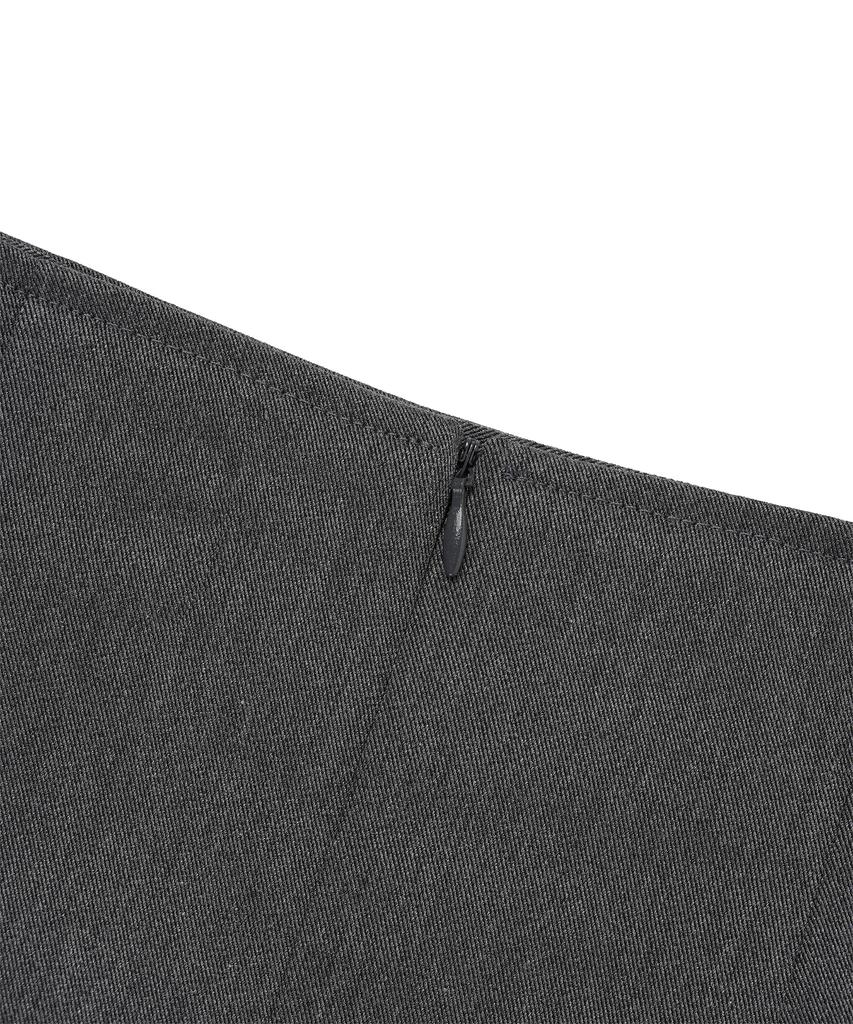 Canvas Pintuck Mini Skirt_Charcoal