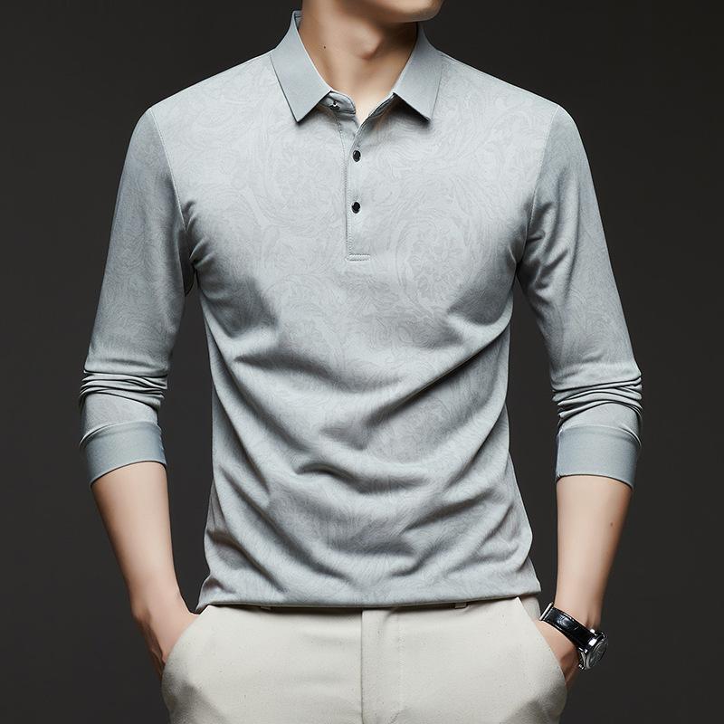 Men's Long-sleeved Lapel Spring and Autumn New Casual Loose Pullover Long-sleeved T-shirt Camouflage Bottoming Shirt Top