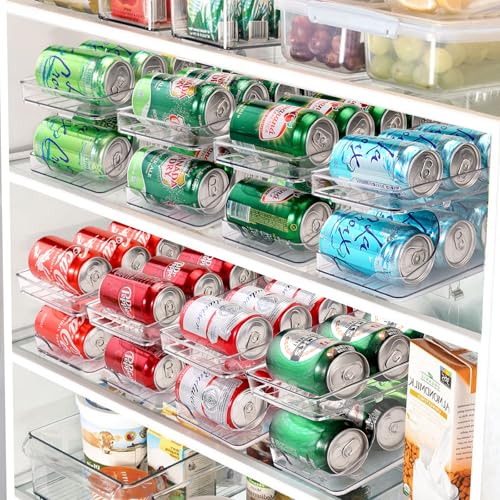 BingoHive Rolling Soda Can Organizer, Refrigerator Can Dispenser for Beer, Soda, Seltzer, and Pop Cans, Refrigerator Soda Organizer for Standard Size