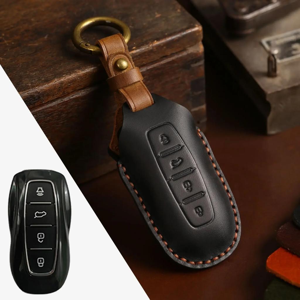 Leather case holder set For Ford EQUATOR JMC Plus 5 6 7 Sport EcoBoost remote Car Key Protector Case Shell Keychain Accessories