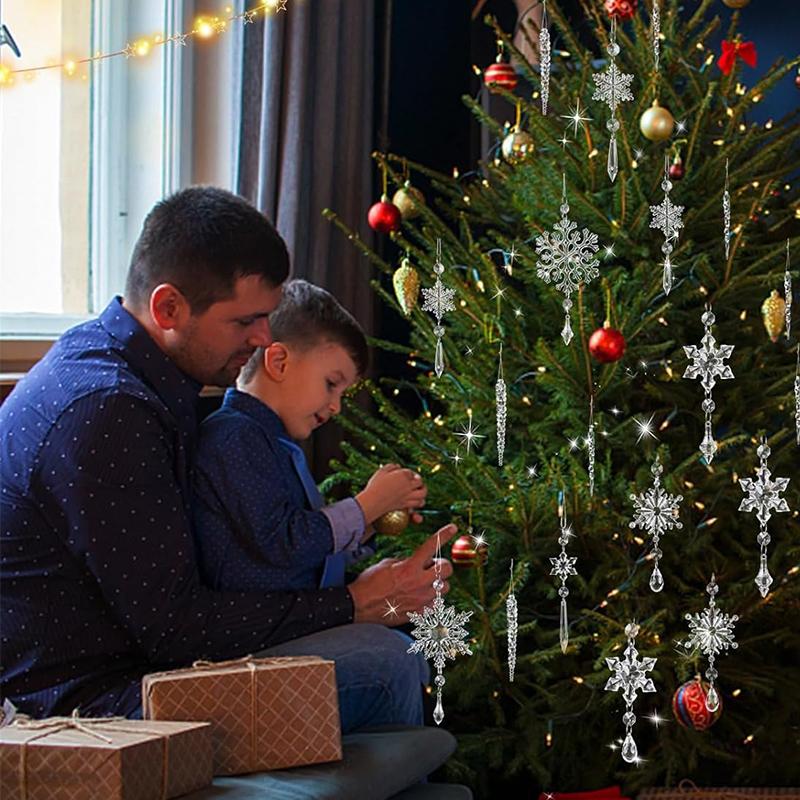 5/10Pcs Christmas Decoration Xmas Tree Hanging Pendant Ornaments for Home Room Decor Acrylic Snowflake Navidad 2026 Accessory