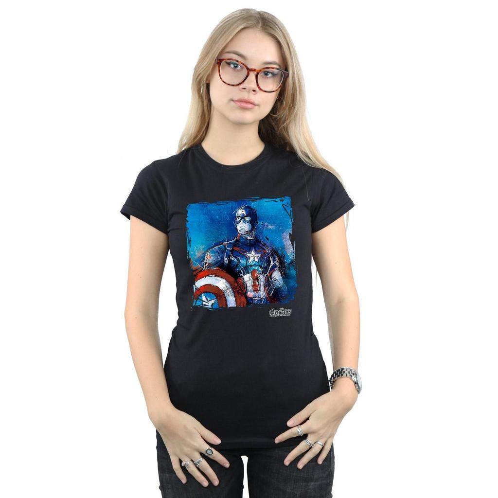 Marvel Womens/Ladies Captain America Art Cotton T-Shirt