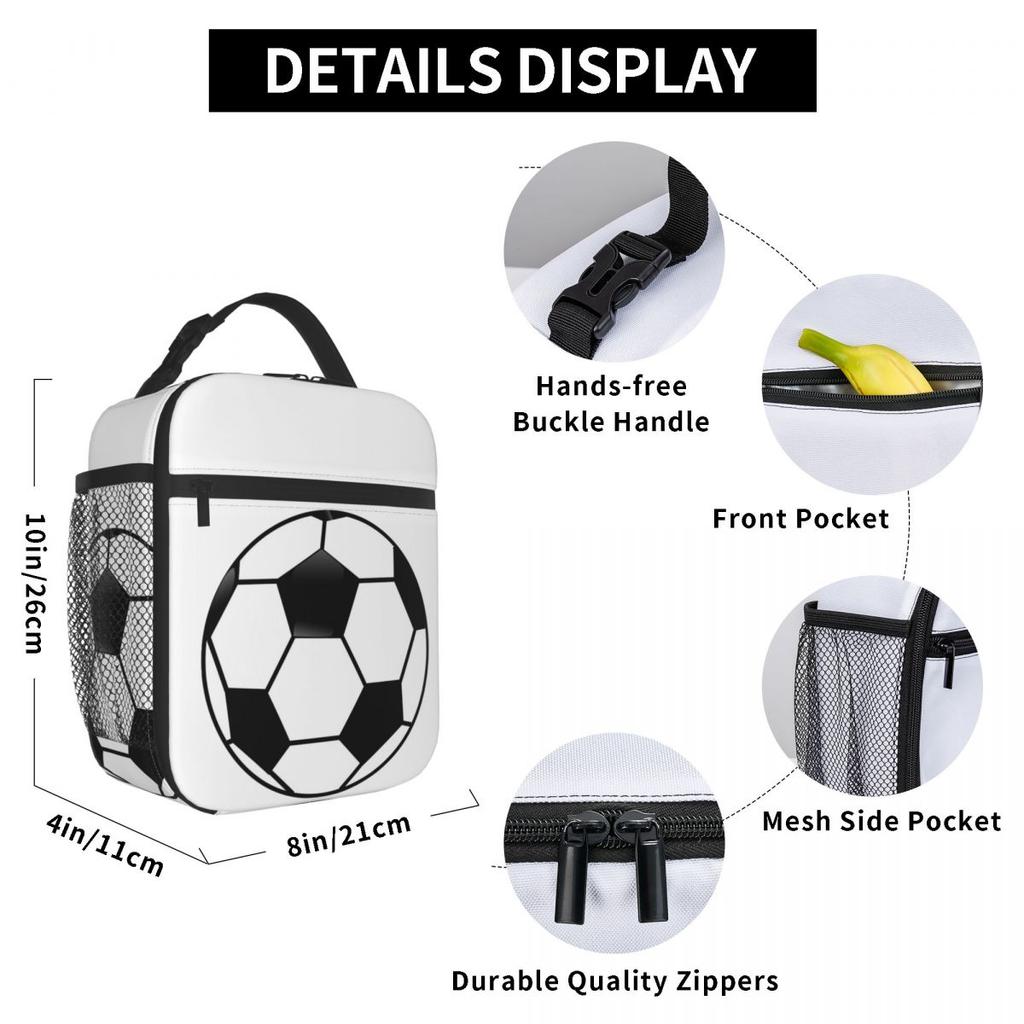Sports Soccer Ball Insulated Lunch Bag for Women Children Leakproof Food Boxes Thermal Lunch Box Tote