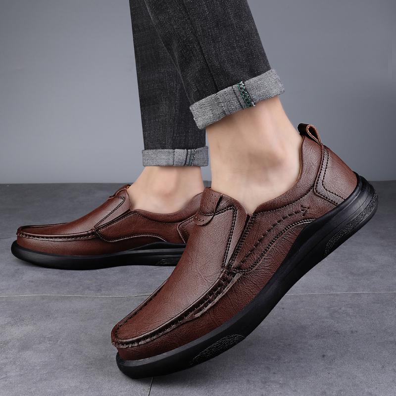 Fashion Genuine Leather Casual Men's Shoes Comfortable Flat Handmade Shoes Fashion Non-slip Walking Shoes Classic Mens Business Shoes