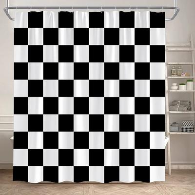 Tenda da Doccia a Righe Bianche e Nere Linee Geometriche Moderne Minimalista Stile Europeo Tende da Bagno Poliestere Decorazione Bagno