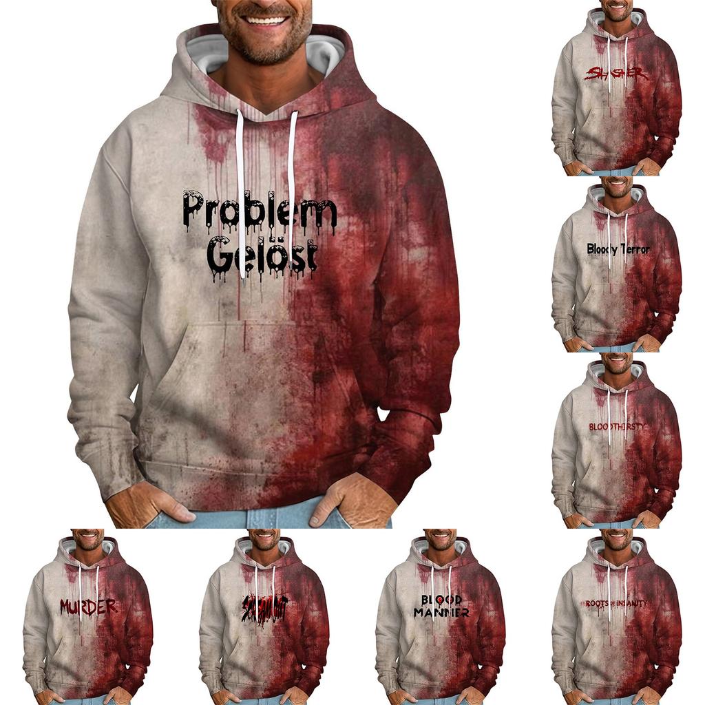 Pánská mikina s volným potiskem a kapucí Pánská sportovní mikina pro volný čas a volný čas