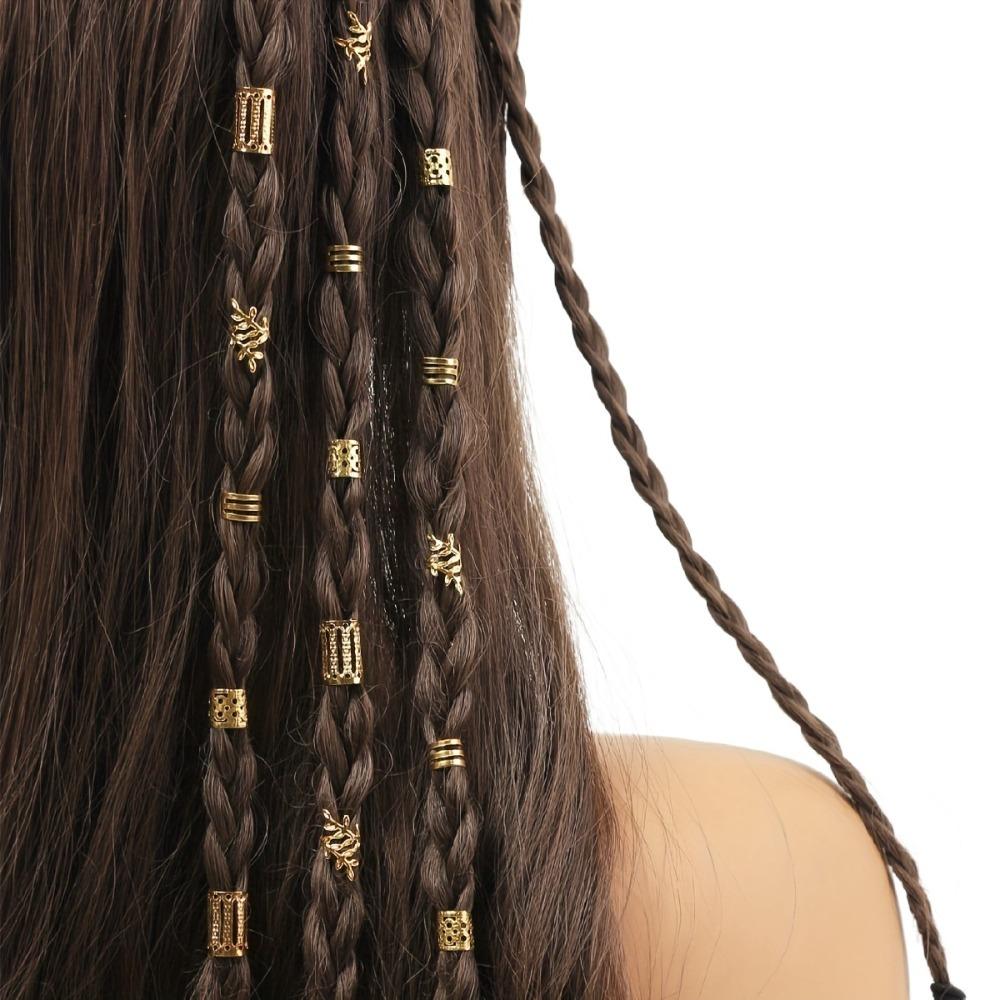 40PCS Hair Braiding Mixed Hair Rings Set Metal Cuff Clips Hair Braid Tubes Dreadlocks Beads  Decor