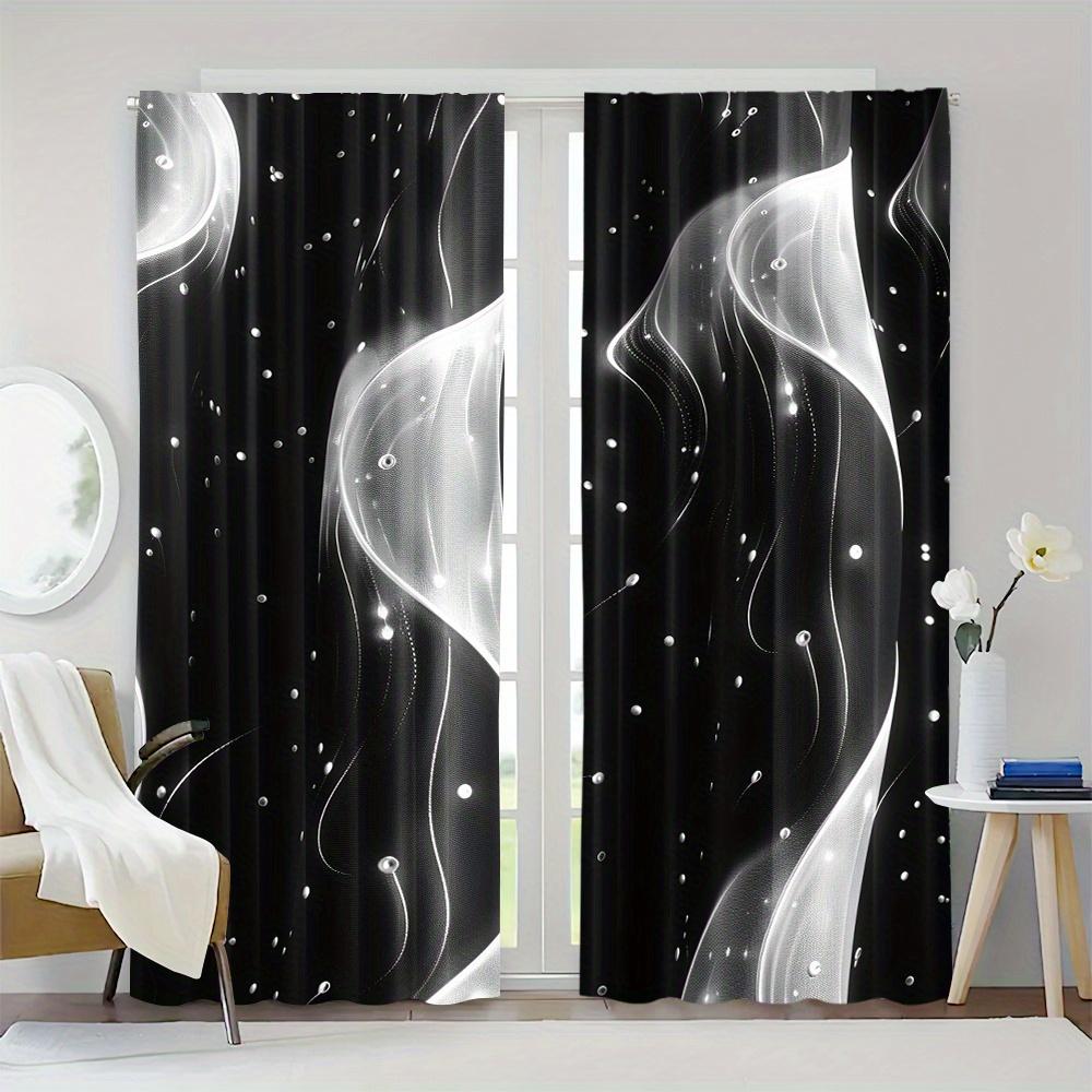 2 Paneele Geometrisches Kariertes Gestreiftes Druck Vorhänge für Schlafzimmer Wohnzimmer Bodenlanges Fenster Küche Jalousien Drapierung cortians