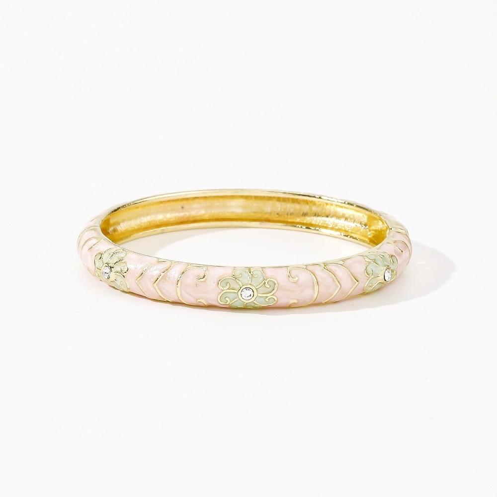 Enamel Vintage Cloisonne Bangle Big Floral Traditional Chinese Flower Bangle Classic Vintage Women's Hand Bracelet Jewelry Gifts