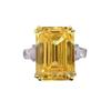 Hui Zhi Yi 2023 S925 Sterling Silver Yellow Diamond Ring for Women - European & American Style, High Carbon 11*15mm Gem