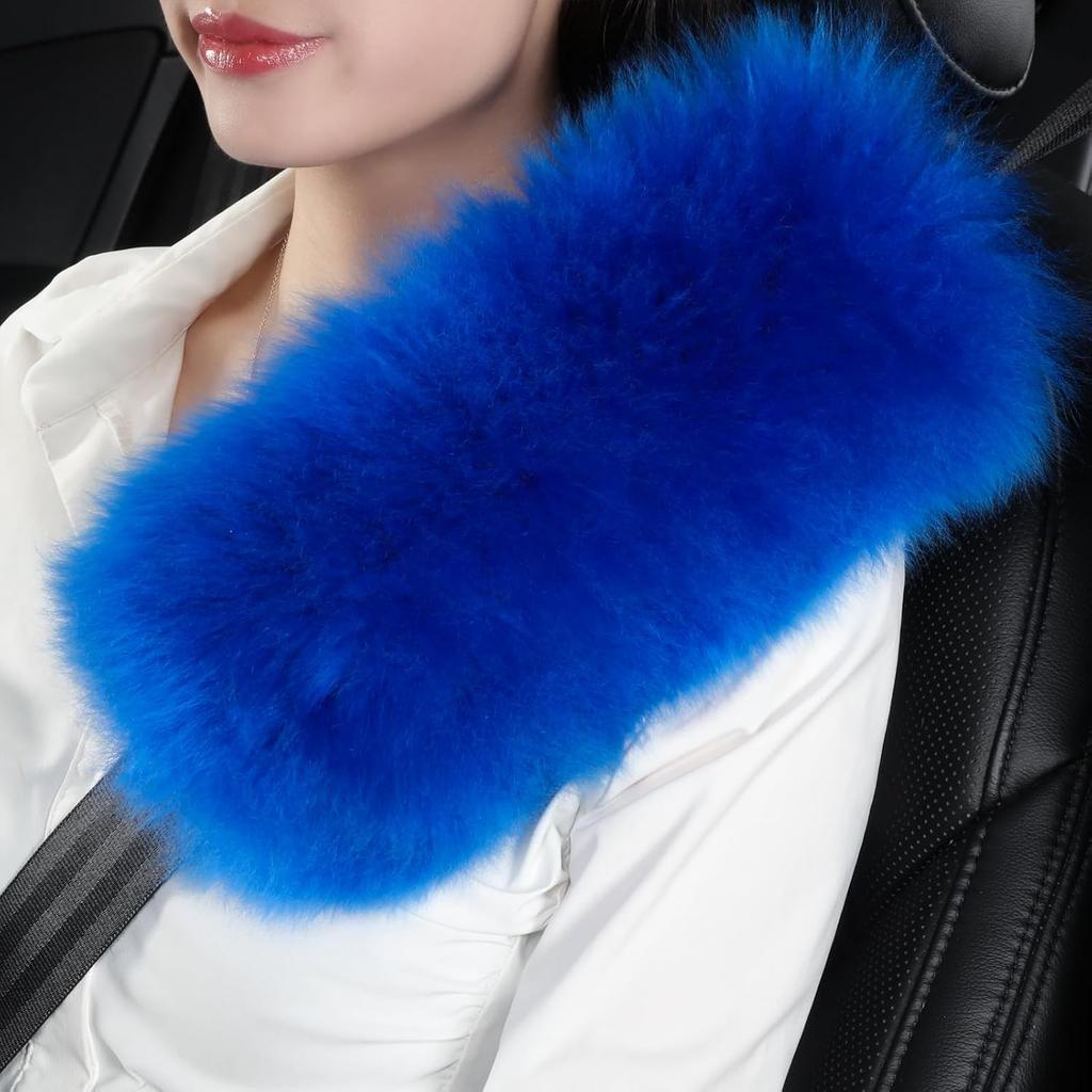 2 Pack Sheepskin Car Seat Belt Cover Pads | Wool Seatbelt Cushions | Fuzzy Soft Seat Belt Should Pad Cushion Protect Neck | Stylish Luxury Appearance