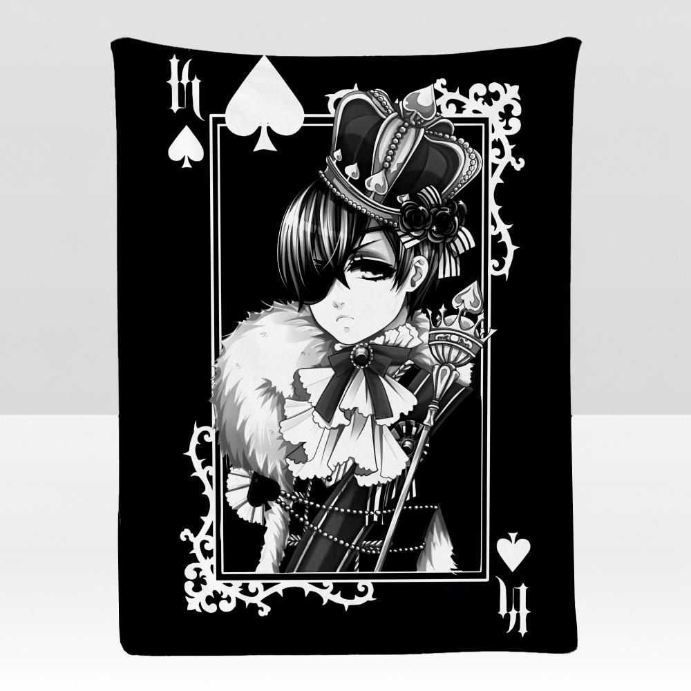 anime BBlack BButler Throw Soft Flannel Blanket for Bed Bedroom Sofa Picnic Throw Skinfriendly Breathable Gift Cover