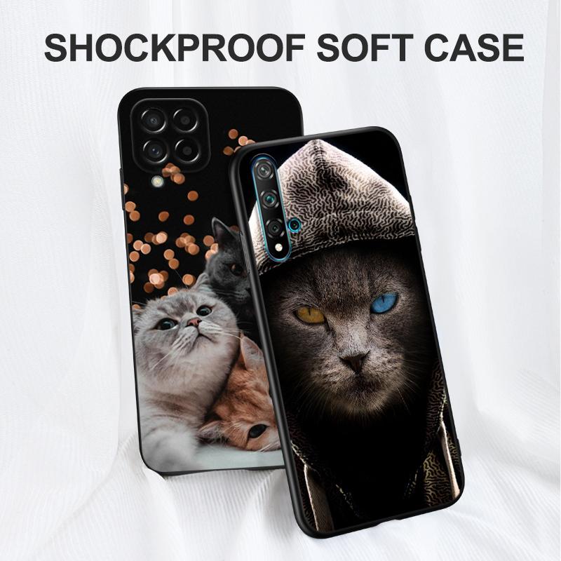 Husa neagra din tpu pentru Huawei Y9S Y6S Y8S Y5P Y7P Y8P y7 Y5 lite Prime 2018 Y6 2019 Husa British shorthair cat