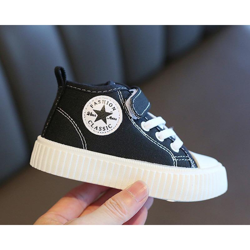 Children's Canvas Shoes - New Spring/Autumn High-Top Casual Shoes for Boys, Slip-Resistant Skate Shoes for Girls, Soft-Soled Shoes for Toddlers