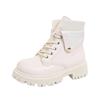 Lady Boots Rock Shoes  Lace Up Boots Round Toe Winter Footwear Lolita Autumn  Large Size Ankle Med Rubber Square