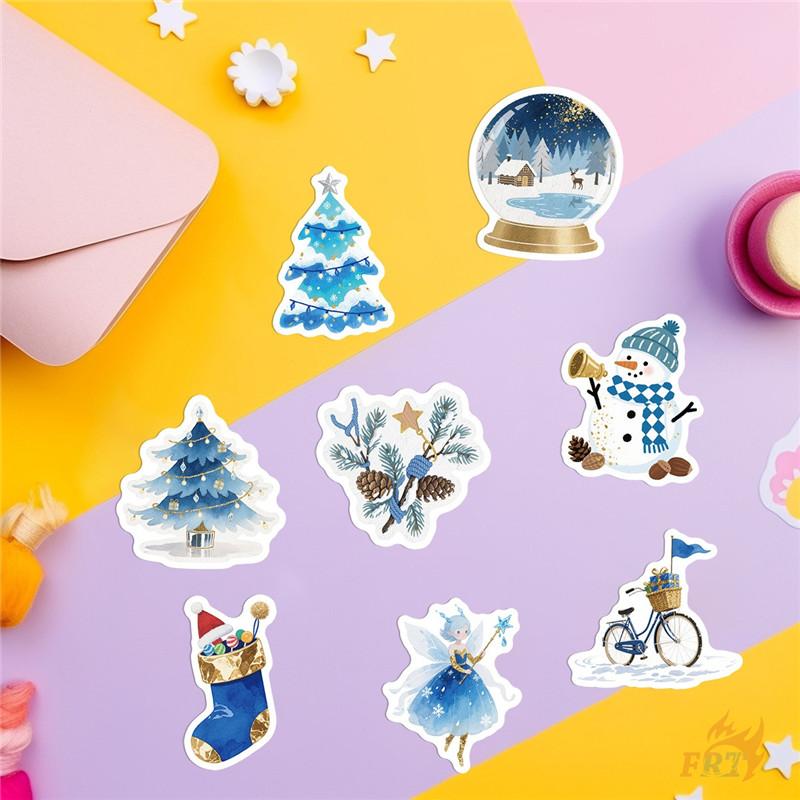 50Pcs/Set Blue Merry Christmas Series 03 Stickers DIY Fashion Waterproof Doodle Decals Stickers