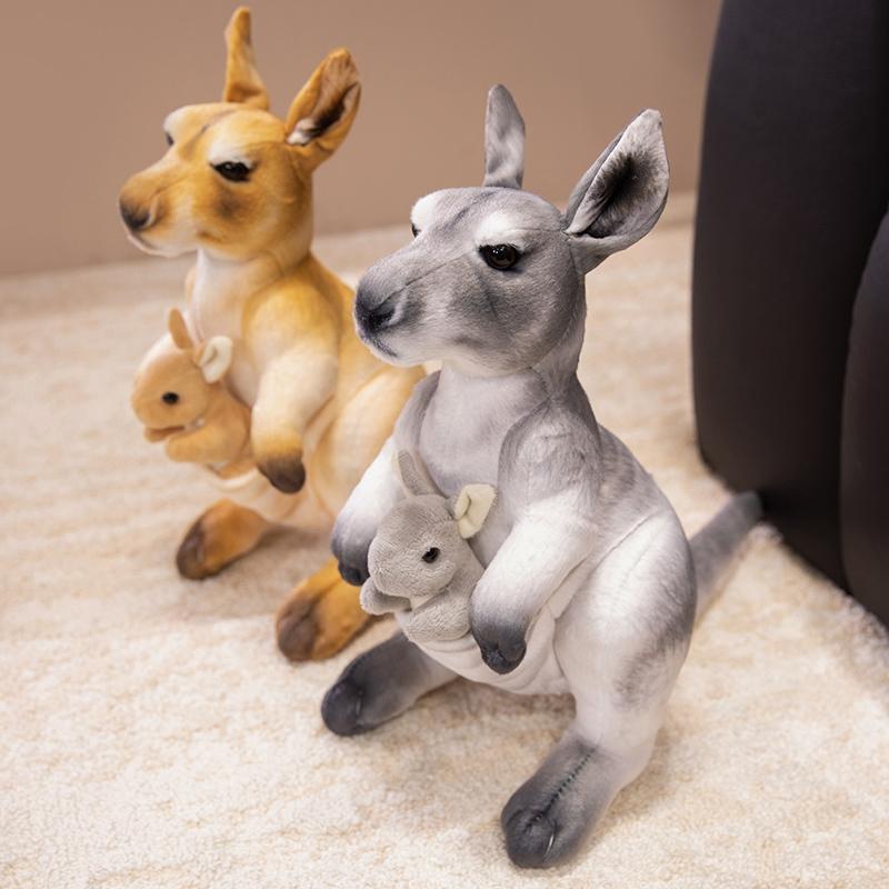 Kangaroo Mom and Son Stuffed Doll Cute Appease Sleep Pillow Creative Birthday Gift ReaListic Kangaroo Plush Toy