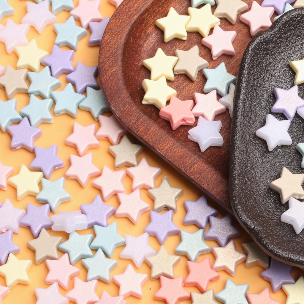500g about2000Pcs Loose Spacer Beads DIY Accessories Acrylic Necklace 11mm For Jewelry Making Five-pointed Star Bracelet Handmade
