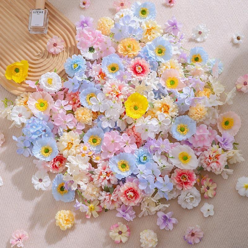 20/50Pcs Rose Mix Artificial Flower Fake Flower Head Home Decoration Garden Ornament DIY Outdoor Party Accessories Wedding Decor