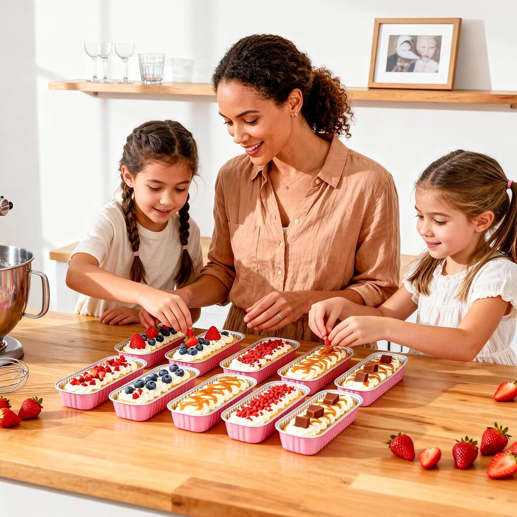100Only Holds Mini Cake Baking Pans Spoon with Lid Rectangular Aluminum Foil Baking Pan Mini Cheesecake Box (6.8Ounce)
