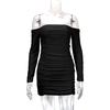 Rochie elegantă de primăvară/toamnă pentru femei, cu un singur umăr, mânecă lungă, mulată pe corp, sexy, stil european/asiatic, wrap