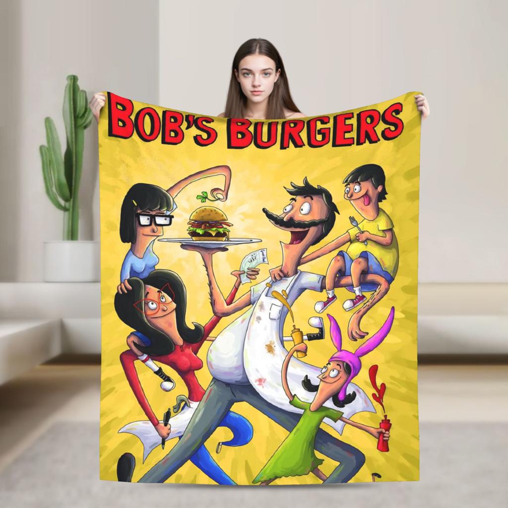 Super Soft B-Bob Burgers Thanksgiving Throw Blanket Premium Flannel Fleece Lightweight Bed Blanket Warm Plush Bedspread