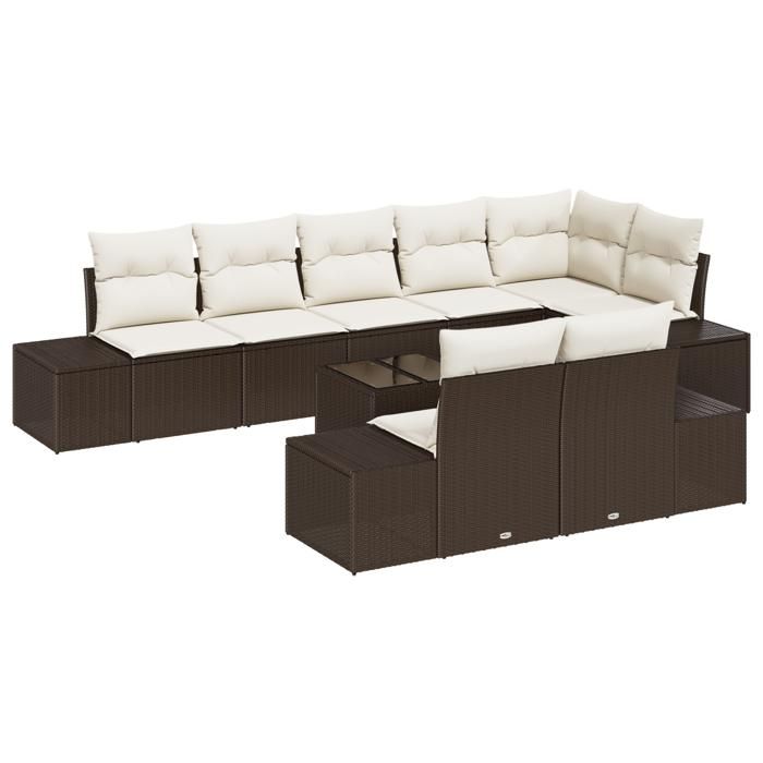 VidaXL Ensemble de canapé de jardin 8 pièces avec coussins gris en poly rotin 3355787