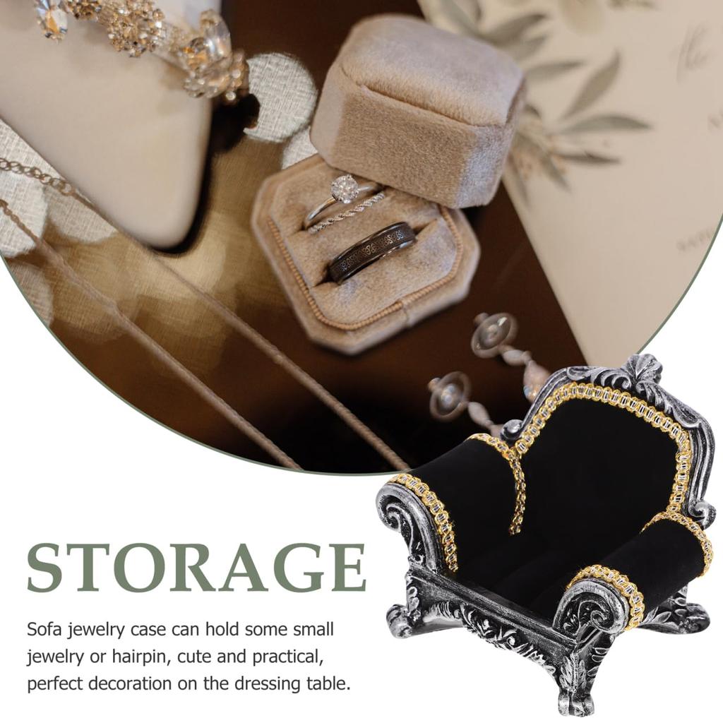 STOBOK Ring Jewelry Ring Display Jewelry Miniature Photography Ring Display Stand Stand, Sofa-Shaped, Black, Stand, Stand, Velvet-Look Storage,