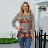 Women's Fashion Casual Three Quarter Sleeve Oktoberfest Print Round Neck Top Suitable for Seasonal Wear and Daily Casual Outfits