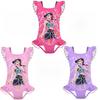 Kids Girls Anime Cartoon POP Singers Rumi Mira Zoey Print Ruffle Sleeveless One-piece Swimsuit Swimwear