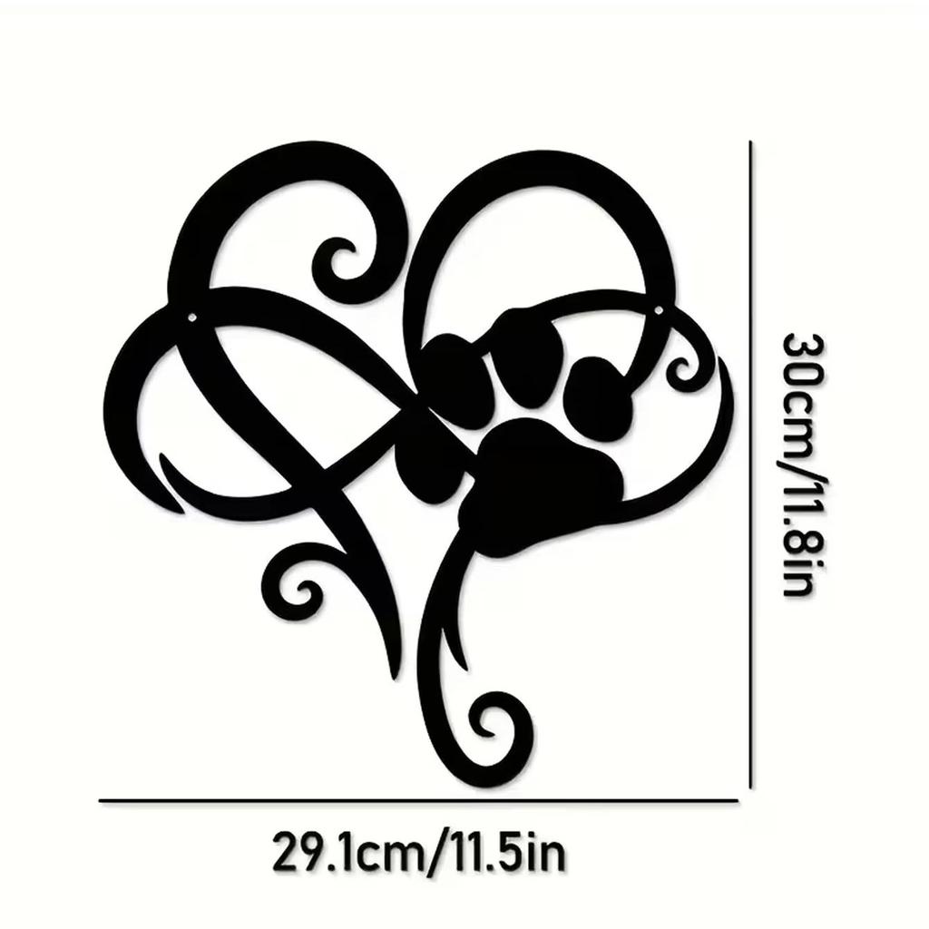 Dog Paw Print Metal Wall Art, Living Room Bedroom Hanging Decoration Wall Art, Indoor/outdoor Home Decoration