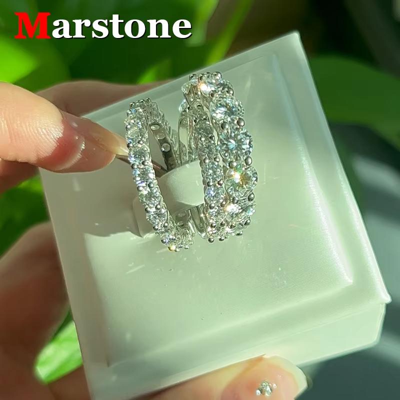 

Marstone Full Moissanite Diamond 0.5CT D VVS1Moissanite Band женские обручальные кольца 925 пробы с серебряным покрытием 18-каратного золота комплект колец высшего качества новые для женщин us 4 белый