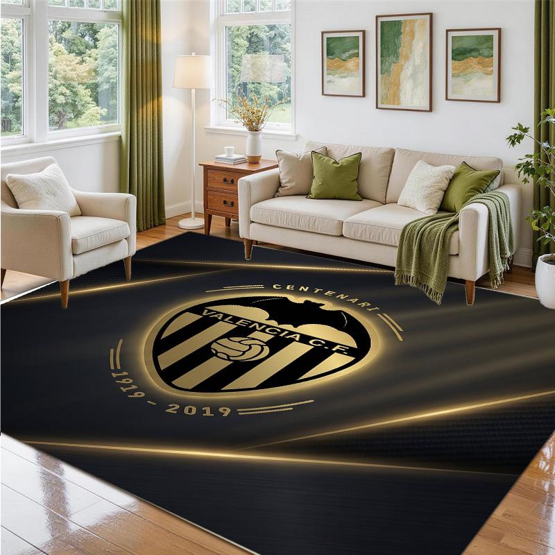 Valencia FC Design Crystal Velvet Rug Soft Decorative Mat for Bedroom Entrance